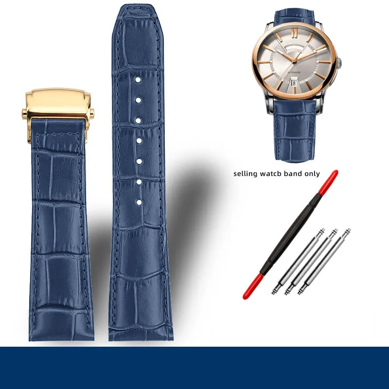 thumbnail image 1 of Correa de reloj MAURICE LACROIX Eliros de piel de vaca suave de 20 a 22 mm con hebilla plegable, correa de piel auténtica negra, marrón y azul, accesorios para hombre, 1 of 5