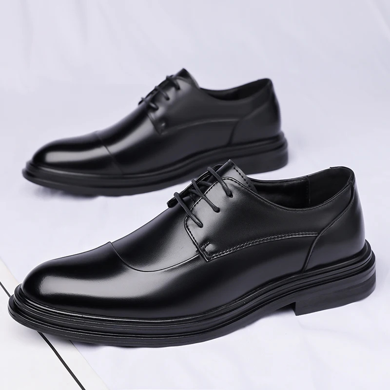 Leather Shoes for Men Inside Increase Business Formal Thick Sole High-grade Shoes British Style Breathable Casual for Men