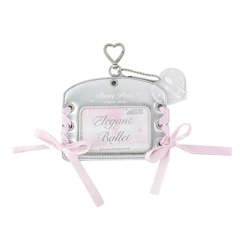 Ins Korean Style Lace-up Leather Card Holder Bus Card Bank ID Card Protective Display Sleeves Girl Bag Pendant Gift 5