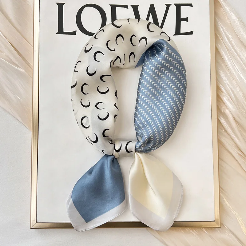 Luxury Polka Dot Silk Square Scarf Women Hijab Hair Bands Neckerchief Female Satin Shawl Ribbon Headband Fashion Wraps Bandana 6