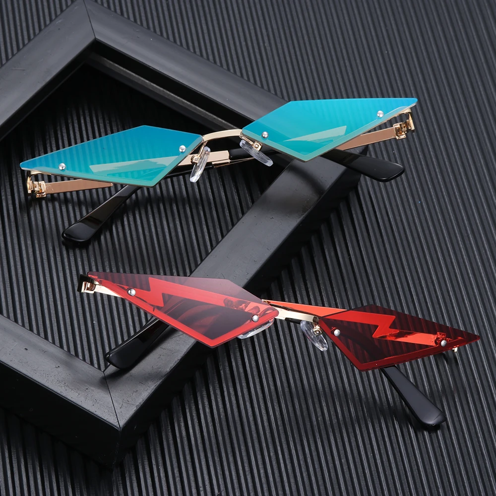 Cat Eye Sunglasses Diamond Shape Women Retro Rimless Sun Glasses UV400 Trendy Narrow Frame Streetwear Hiking Cycling Eyewear women sunglasses