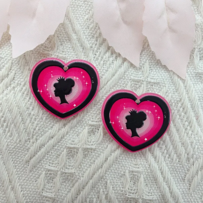

10pcs Kawaii Crown Girl Acrylic Earrings Keychain Making Discovery Cute Airpods Key Pendant Diy Jewelry