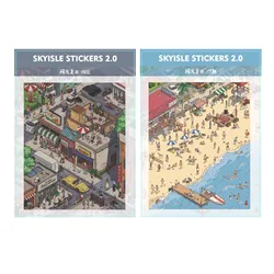 Kawaii 3D Seasonal Town Miniature Scene DIY Stickers (A B)