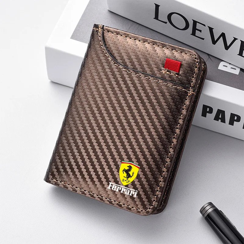 새로운 카드 지갑 탄소 섬유 ID 신용 카드 가방 페라리 로마 488 포르토피노 스파이더 SF90 슈퍼패스트 라페라리용 돈 동전 지갑