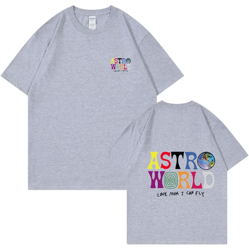 thumbnail image 1 of Camiseta con estampado de Cactus Jack ASTROWORLD para hombre y mujer, ropa de calle de Hip Hop, 100% algodón, Look Mom I Can Fly, Verano, 1 of 4