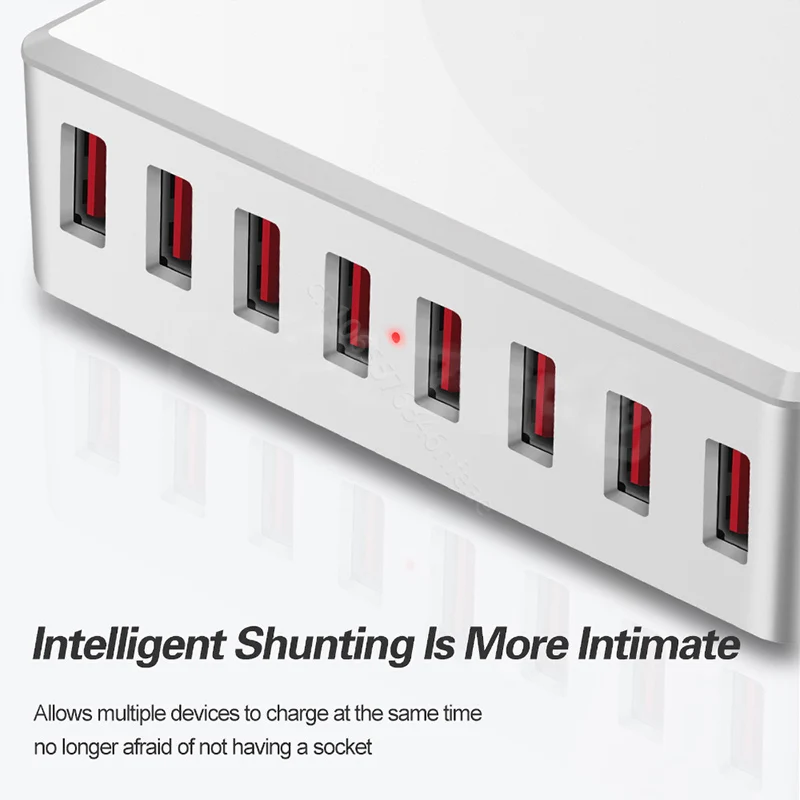 40W 8Ports USB Adapter HUB Charging Station Socket Phone Charger For iPhone 6 7 8 Samsung Xiaomi Huawei US EU UK_voghion.com