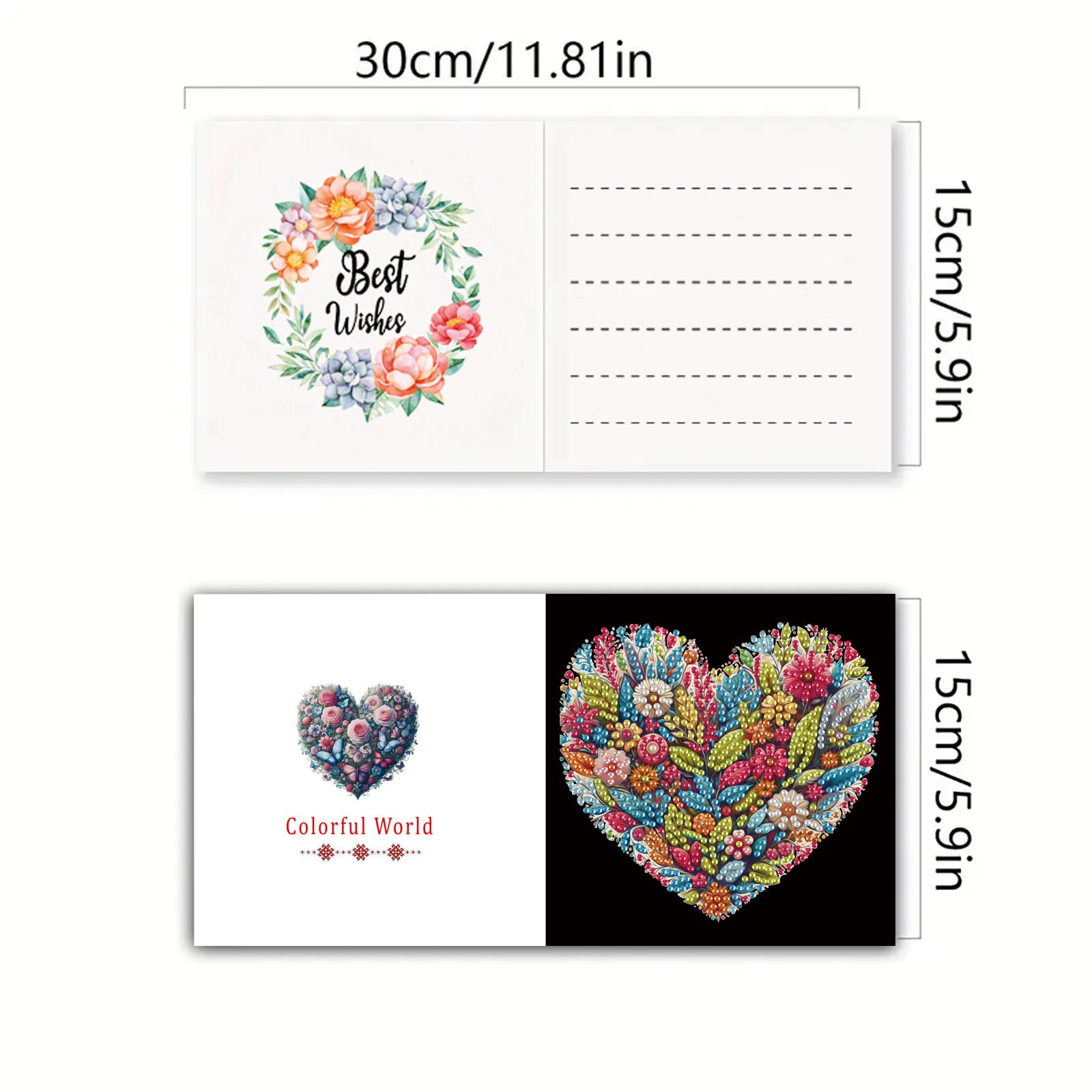 DIY diamond painting greeting cards flower heart design crafts diamond art cards for birthday holiday New Year wishes 6pcs/set