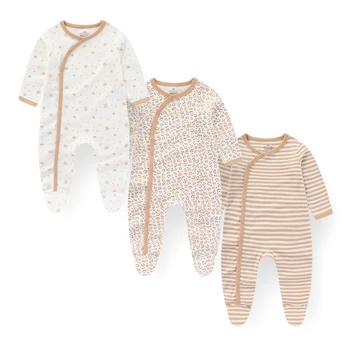 3 Pcs Autumn Winter Fashion Long Sleeve Unisex Baby Boy Girl Romper 100%Cotton Soft Newborn Jumpsuits Clothes 1