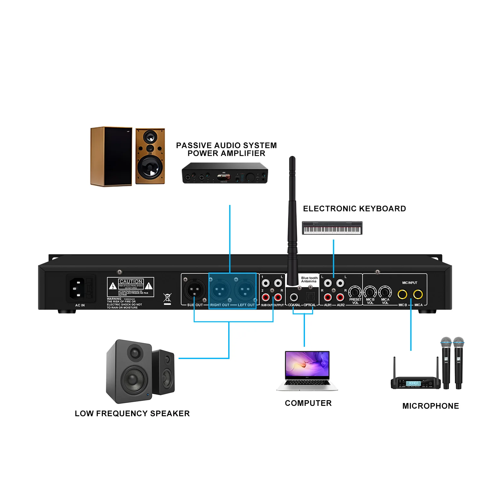 Audio Processor Professional Home Pre-stage Effector Microphone KTV Digital Reverb USB Bluetooth Kara