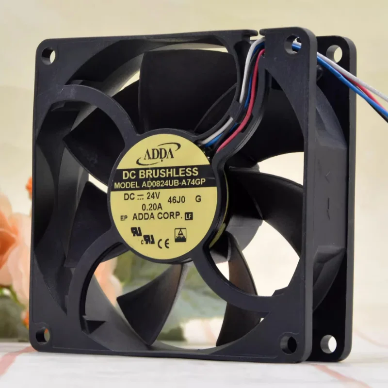

New CPU Cooling Fan for ADDA AD0824UB-A74GP 24V 0.20A 8025 8CM 4-wire frequency converter speed regulation Cooler Fan 80x80x25mm
