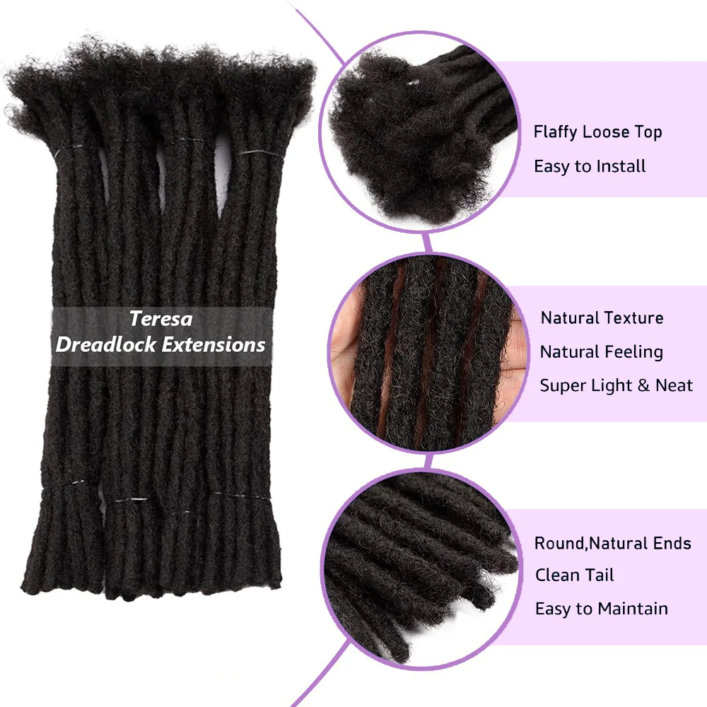 Teresa Dreadlock Extensions Synthetic Hair 10-18 Inch 0.8cm Width Locs Extension Synthetic Hair 15-45 Strands Full Extensions 3