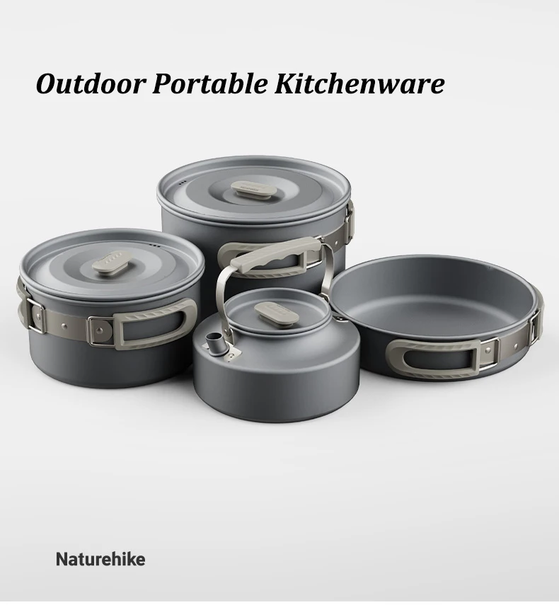 Description Picture 2 of itemNaturehike Camping Tableware Aluminum Non-stick Cookware Portable Outdoor Cooking Pot Frying Pan Picnic Hiking Kitchen Supplies