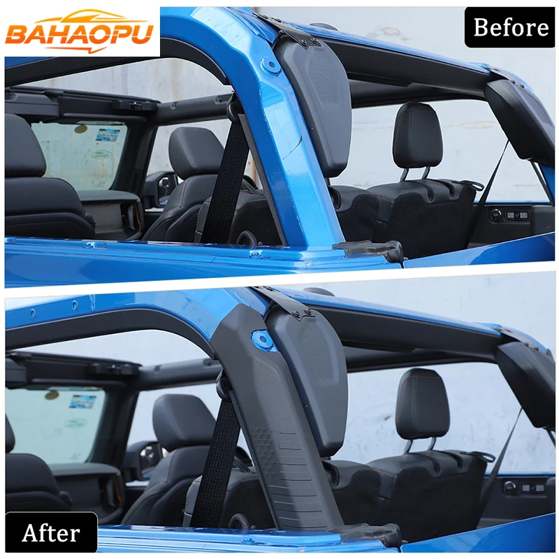 BAHAOPU 2개 트렁크 안티롤 빔 가드 보호 커버 롤바 장식품 포드 브론코 2021 이후 2도어용, 자동차 액세서리