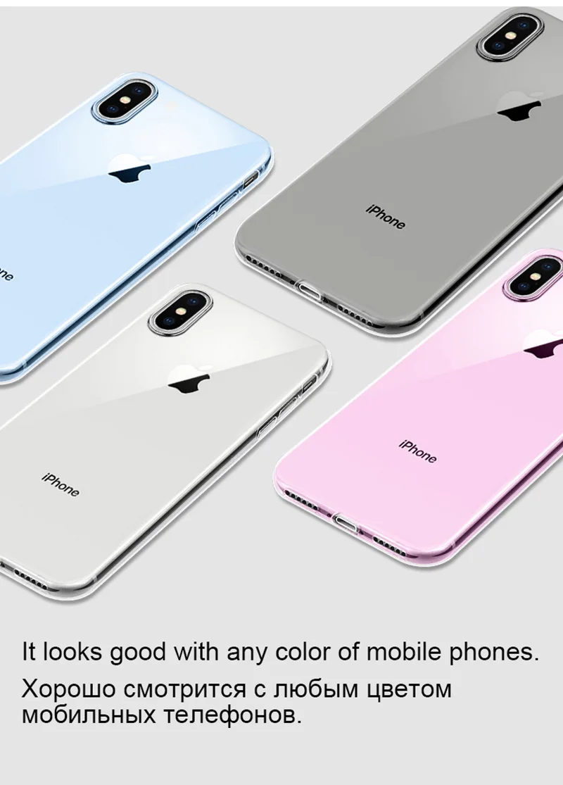 Shockproof Silicone Soft Case For iPhone X XR XS Max 10 8 7 Plus SE 2022 2020 Back Cover Clear Shield Housing Ultra Thin Shell