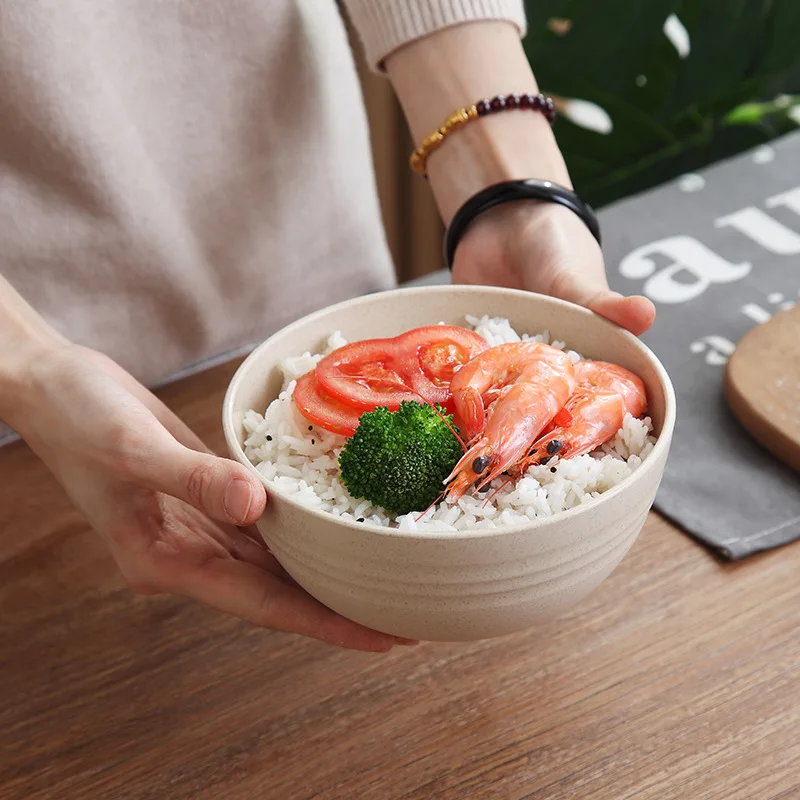 Tableware Set Cereal Bowls 4pcs Wheat Straw Food Bowls Salad Bowls Unbreakable Mixing Reusable Home Dinnerware Suitable for Salads, Rice