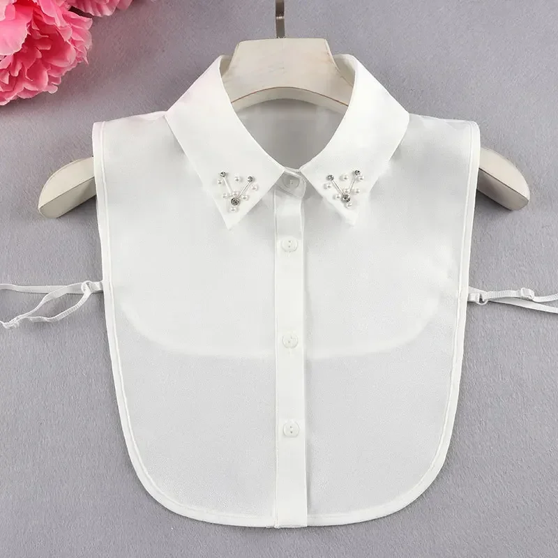 

Korean Handmade Beads Fake Collar for Womens Autumn Sweater Shirt Dechable Collar Business False Collar Blouse Nep Kraagie
