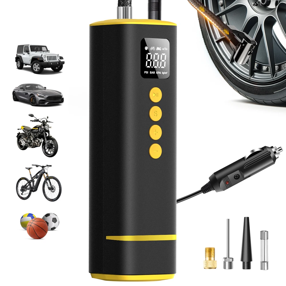 CARSUN Car Tire Air Pump Mini Air Compressor Portable Wired Inflator For Car Motorcycle Bicycle With Extended Power Cord