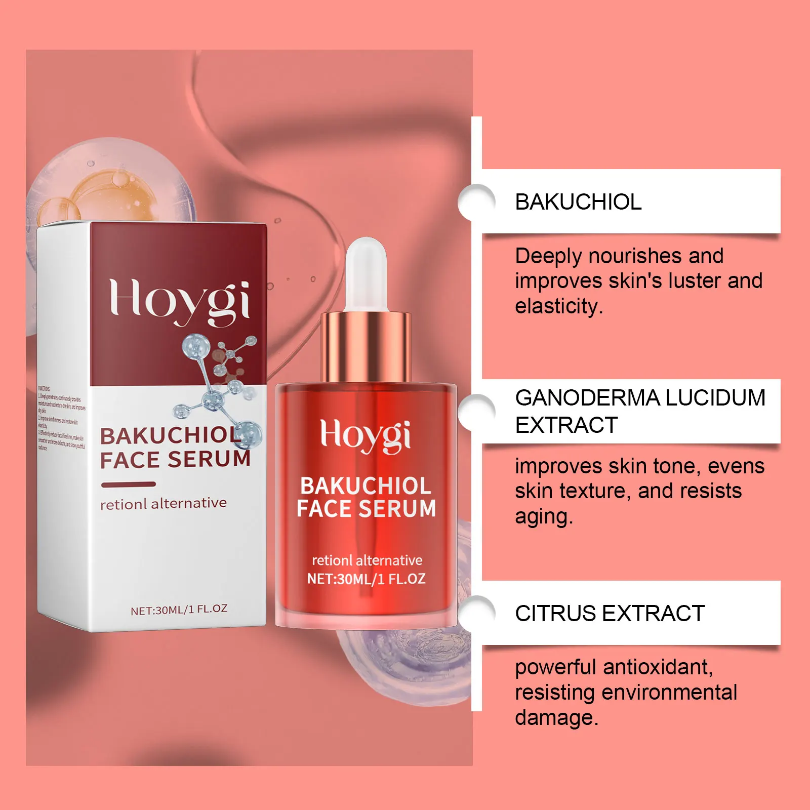 Bakuchiol Face Serum Lifting Firming Remove Fine Lines Skin Rejuvenation Brightening Hydrating Retinol Face Essence Care 4
