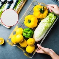Bacs de rangement pour réfrigérateur, boîte de rangement des aliments empilable avec poignée, outil d'organisation de garde-manger en plastique transparent pour congélateur 4