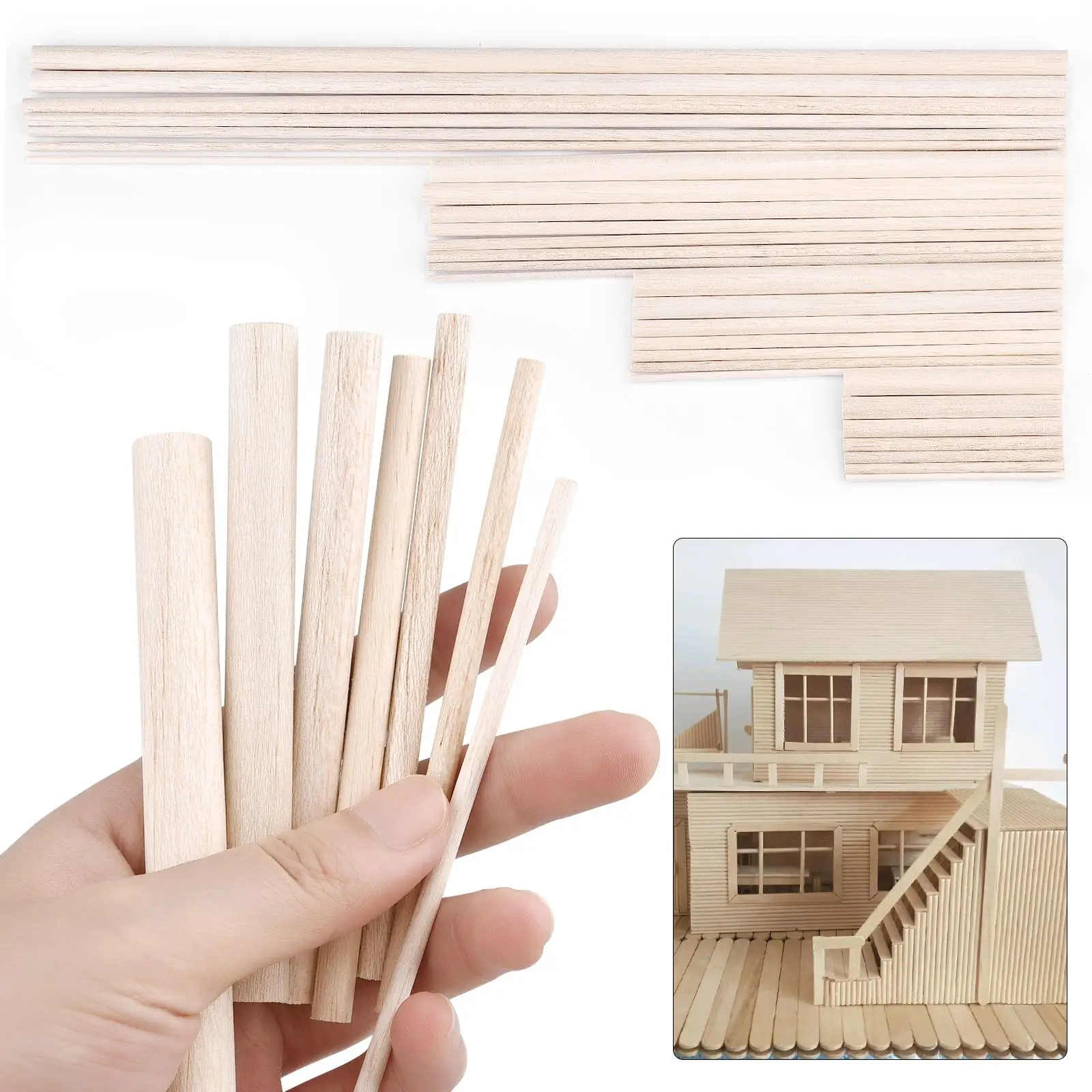 Wooden Craft Sticks Bulk, Wood Sticks for Crafts, Wooden Sticks
