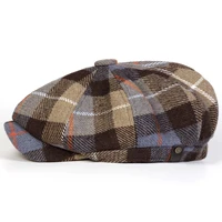Unisex Retro Plaid Newsboy Caps Men British Painters Hats Spring and Autumn Berets Hip Hop Berets 4