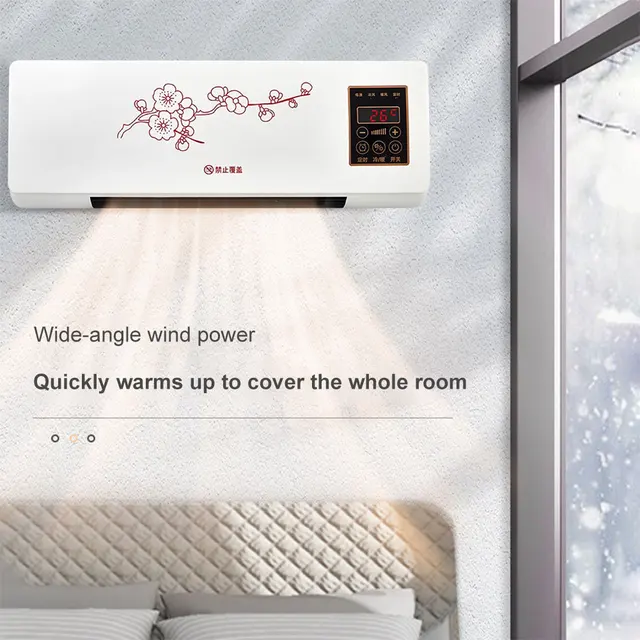 Mini Cold Air Conditioner 1800W Remote Control Wall Mounted Heater Touch Screen Electric Home Heater Cooling Heating Second Gear 3