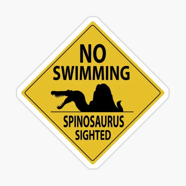 

No Swimming Spinosaurus Sign 5PCS Car Stickers for Fridge Car Decorations Decor Living Room Home Stickers Art Cartoon Luggage