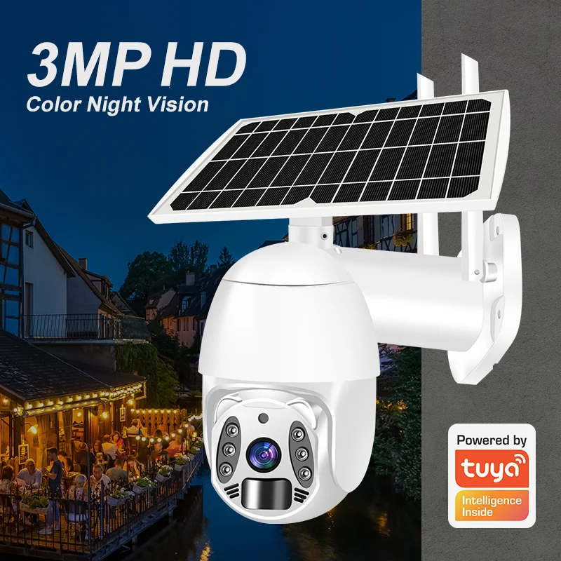 防水ソーラーカメラ,4g,fdd,gsm,ワイヤレス,Tuya Smart,hd,3mp,ptz
