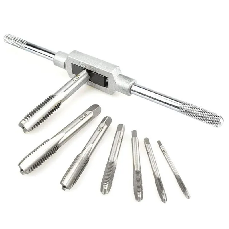 8pcs M3m12 Tap Wrench Thandle Ratchet Tap Holder Drill Set Hand