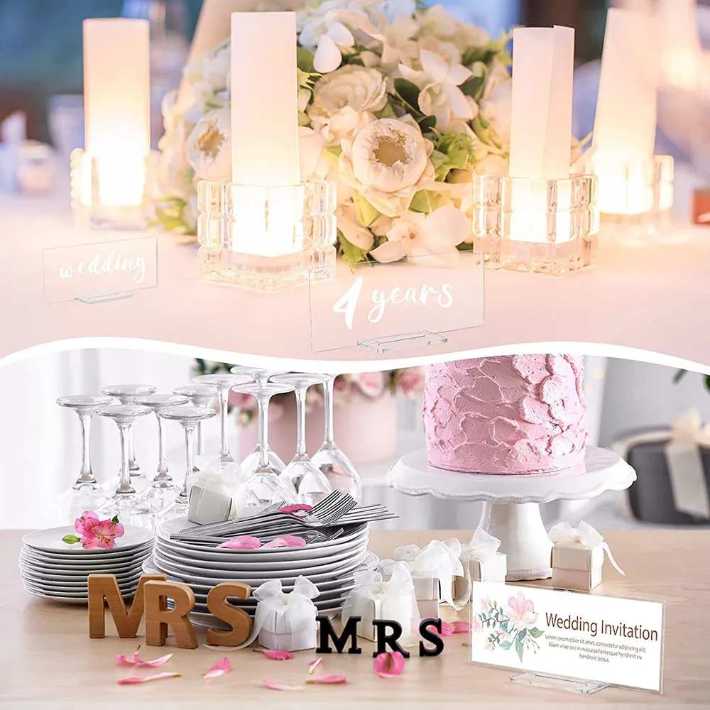 D&D 10sets Clear Place Cards with Holders Blank Rectangle Acrylic Sign Small Wedding Table Place Cards Wedding Names