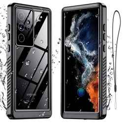 Ultimate Waterproof Shockproof Phone Case - Solid Color Protective Cover - Galaxy S23 Ultra (Black)