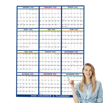 Calendario da Parete Bifacciale Laminato 2026, Calendario Cancellabile a Secco 12 Mesi 22.83X34.56in, Organizzatore Annuale per Casa e Ufficio