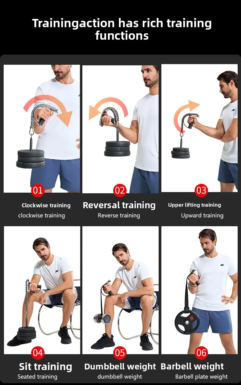 Handgelenkstrainer mit Einstellbarem Widerstand, Unterarmtrainer, Fitnessgerät für Langhantel-Anbau, Armmuskeltraining – Detail 4