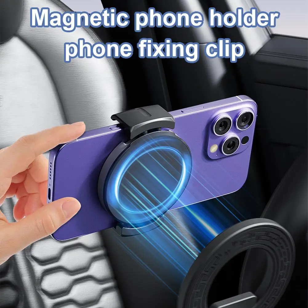 Magnetic Car Phone Holder with Auto-Tightening & Anti-Slip Features for Dashboard and Air Vent