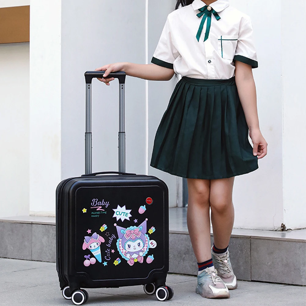 

Cartoon Kuromi Suitcase Sanrioed Cinnamoroll 20 Inches Trolley Case Anime My Melody Mute Universal Wheel Student Travel Storage