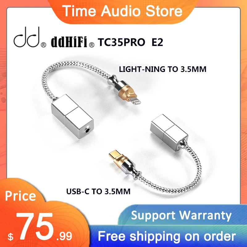 

DD ddHiFi TC35Pro 2nd Gen Eye2 (E2), USB-C / Light-ning to 3.5mm DAC Dongle, CS43131/ES9603Q Chips, 32bit/384kHz PCM / Native256