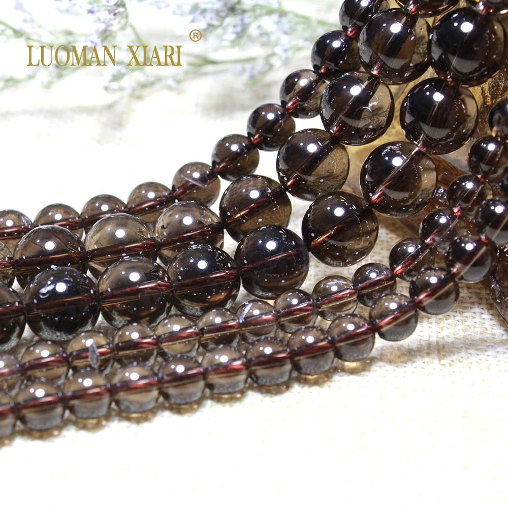 100% Natural AAA Smoky Quartz Transparent Round Stone Beads for Jewelry Making DIY Bracelet Necklace Accessories 6/8/10MM 15'' 5