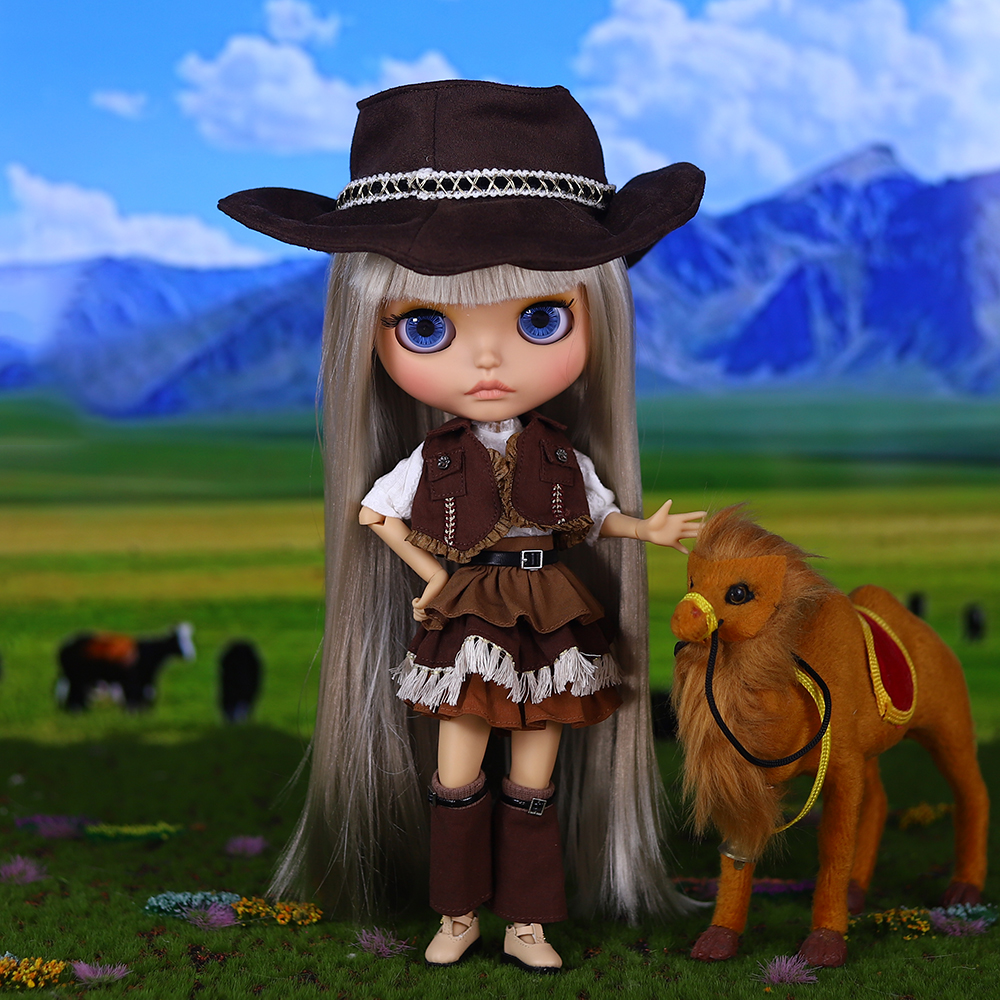 Julietta – Préimh Custom Neo Blythe Bábóg le Gruaig Airgid, Craiceann Donn  \u0026 Aghaidh Ghleoite Neamhlonrach | This Is Blythe Siopa Oifigiúil, image size:1000x1000