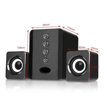 XIKCU Universal Full Range 3D PC Speaker Box Sound Bar Stereo Subwoofer Bass DJ Music Computer Speakers USB for Laptop Phone TV