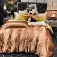 Solid Rayon Silk Bedding Set with Duvet Cover Bed Sheet Pillowcases Luxury King Single Double Couple Satin Pillow Case Bedsheet 1