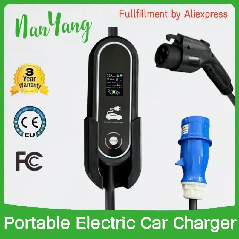 

Level 2 EV Charger 32 Amp 110-240V Portable Electric Car Charger with J1772 Charging Cable Plug 10/16/22/24/32A Adjustable
