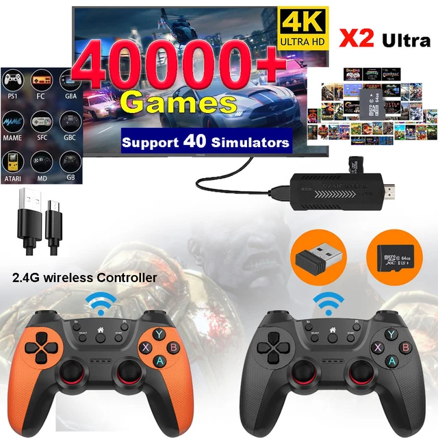 Video Game Stick 4K Console Double Wireless Controller (128G-40000