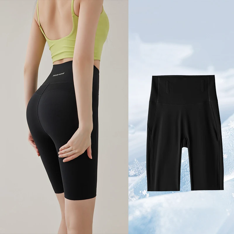 BIVIGAOS Summer High Waist Tight-Fitting Butt Lifter Shark Cycling Shorts Women Knee-Length Sports Fitness Biker Shorts Leggings