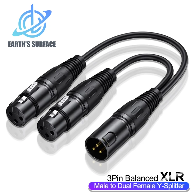 Balanced Audio Extension Cord - XLR Male to Dual Female Y-Splitter 3-Pin Cable for Microphones and Amplifiers