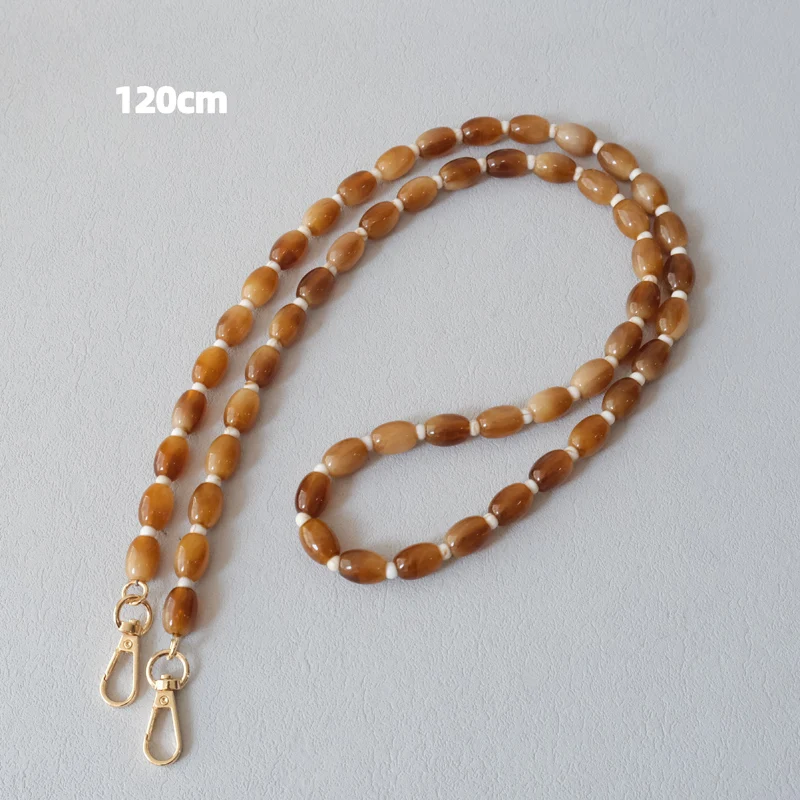 New Fashion Woman Bag Accessory Detachable Solid Beaded Chains Cute Acrylic Luxury Strap Women Bag Brown Shoulder Handle Chain