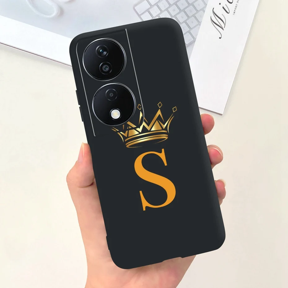 Fashion Crown Sakura Initial Letter Soft Silicon Phone Case - 2023 Edition