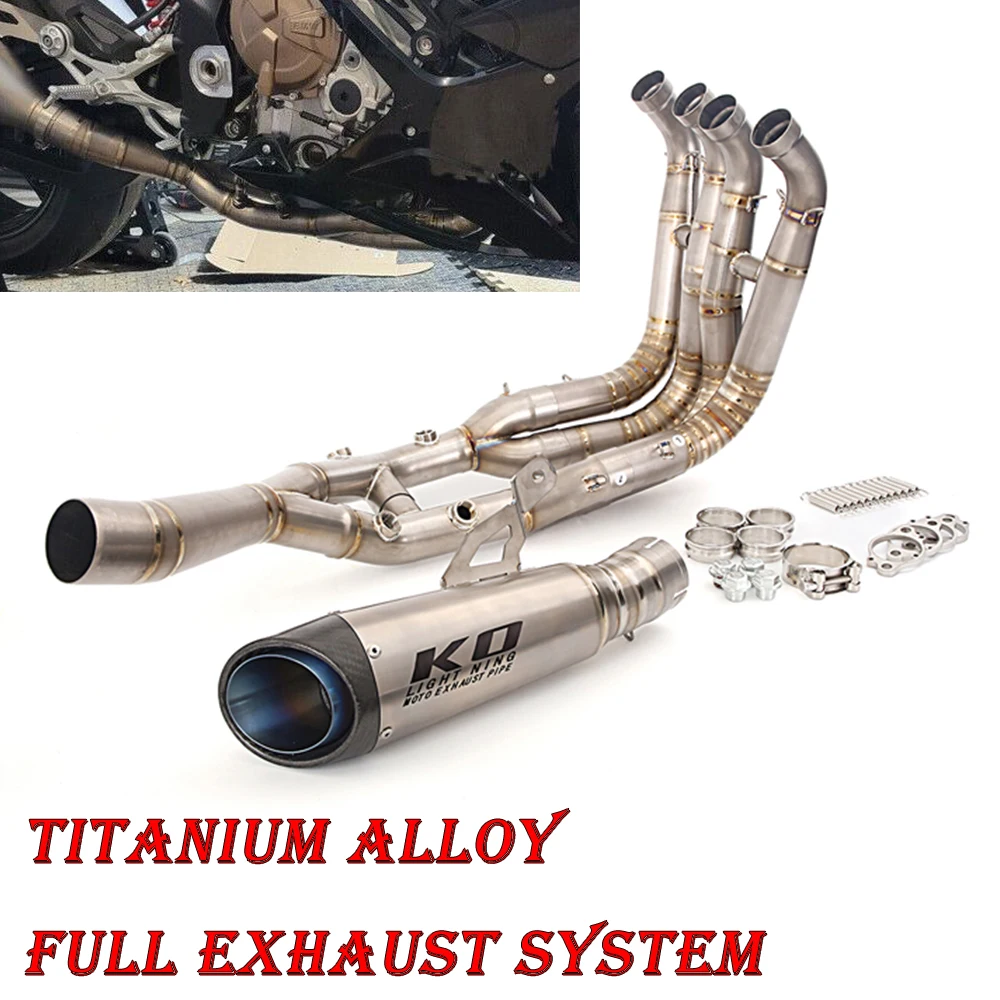 60.5MM Titanium Alloy Escape For BMW S1000RR 2019-2022 S1000R 2021-2022 Motorcycles Full Exhaust System Muffler Mid Header Pipe