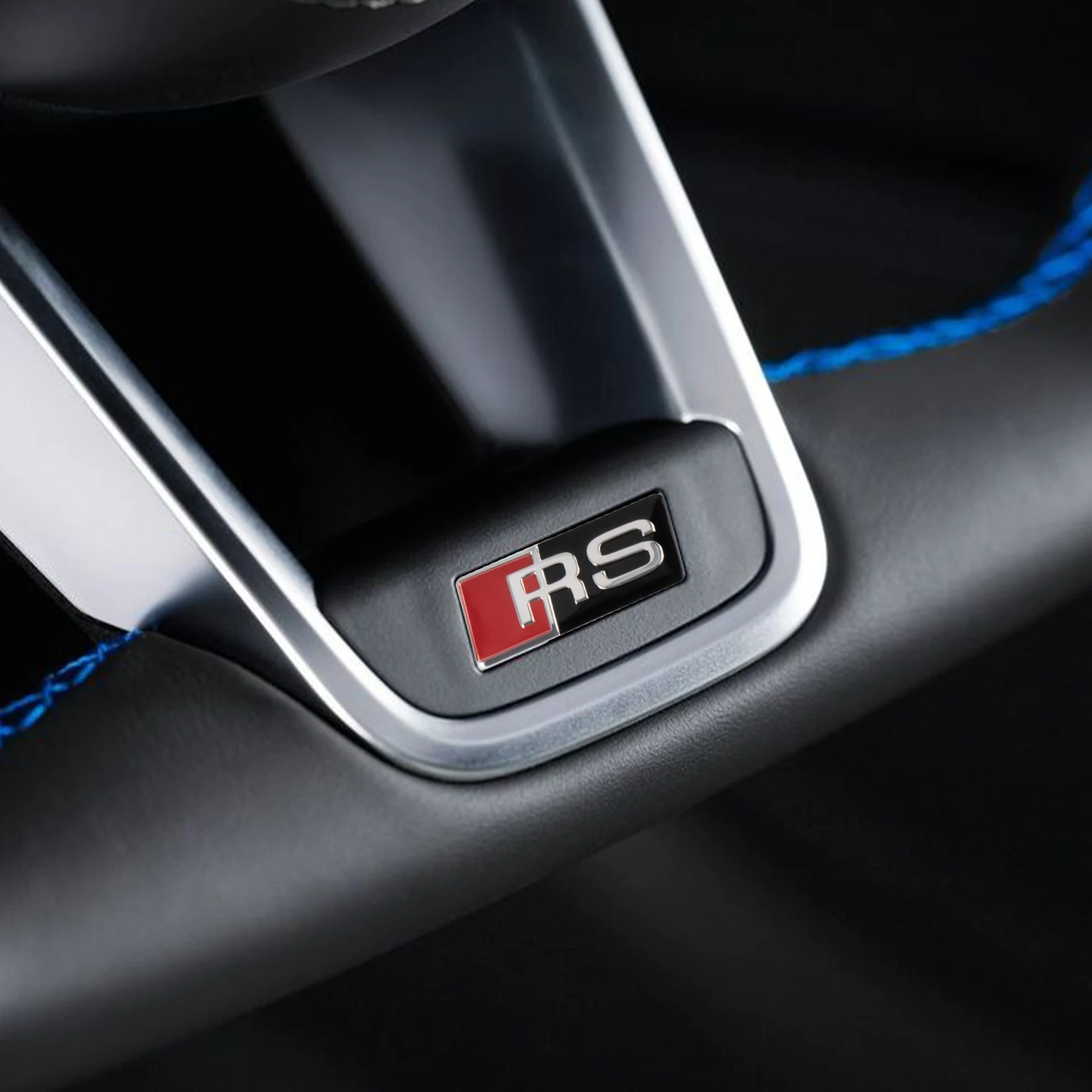 3D Aluminum Car Steering Wheel Sticker SLINE RS Badge Decoration Audi Quattro TT A4 A3 A5 A6 A7 A8 Q3 Q5 Q7 TTRS Accessories