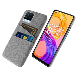 Luxury Fabric Wallet Case with Dual Card Holder for Realme Narzo 30A (Light Gray)