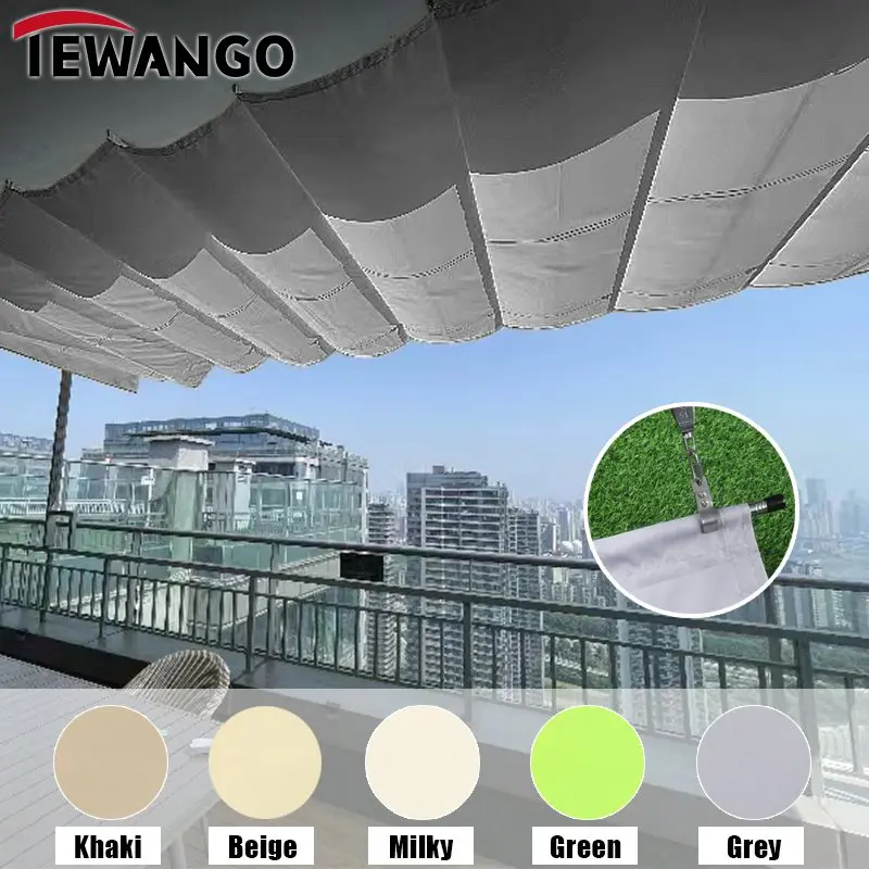 Welle Teleskop Regenschutz Segel Hof Sonnenschutz Schuppen im Freien versenkbare Baldachin 300d wasserdichte Stoff Terrasse dehnbare Markise – Detail 1